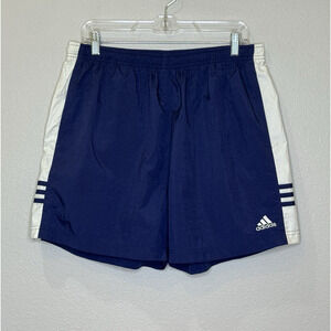 Adidas Athletic Shorts Mens Size XL Blue White Elastic Waist Pockets Lightweight
